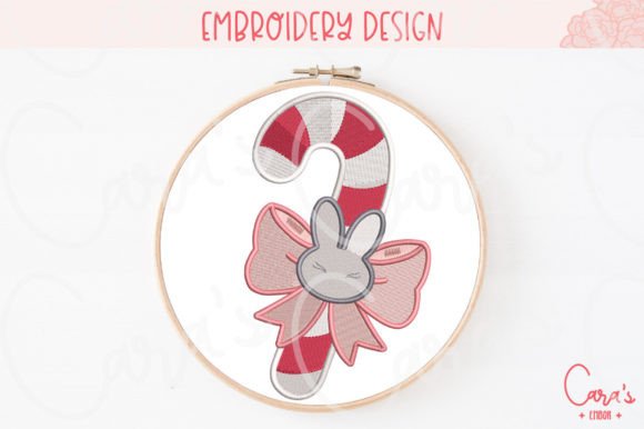 Bunny Candy Cane Embroidery