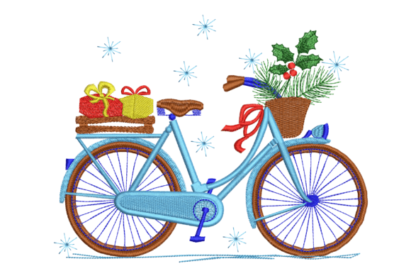Christmas Bicycle Embroidery Design
