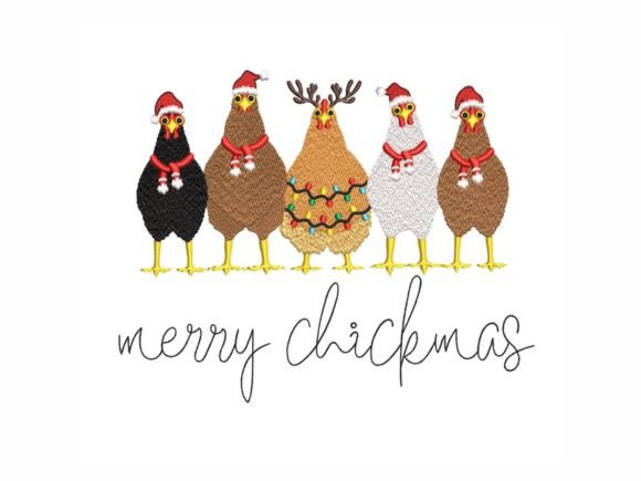 Christmas Chickens Embroidery Design