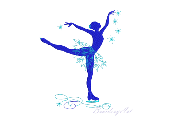 Figure Skater Snowflake Embroidery Design