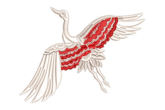 Flying Flamingo Embroidery Design