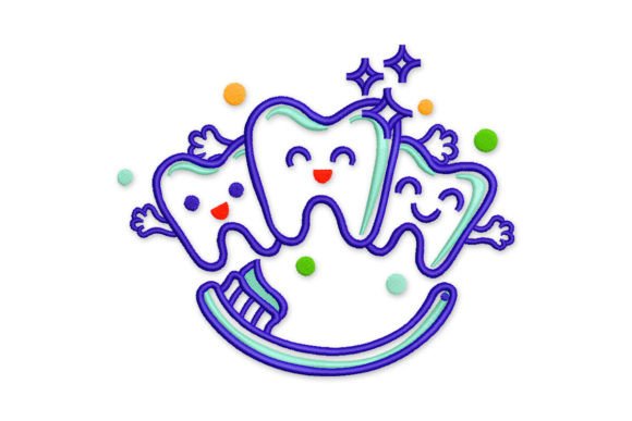 Happy Tooth Embroidery Design