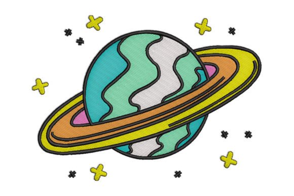 Neptune Doodle Planet Embroidery
